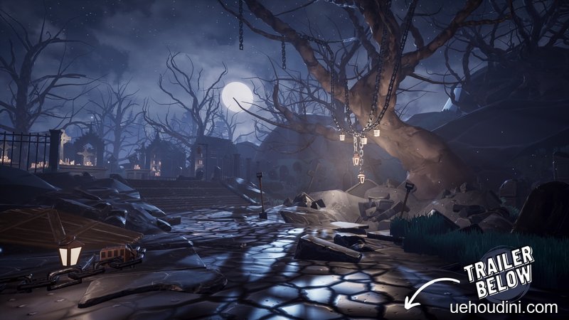 Graveyard Screenshot 1 Stylized Graveyard Cemetery - Graveyard Screenshot 1