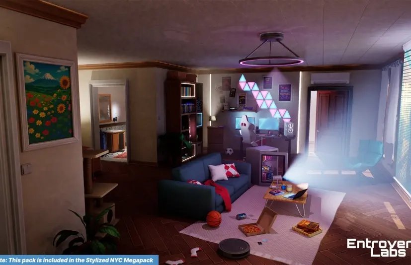 风格化纽约游戏室 Stylized New York Gaming Room